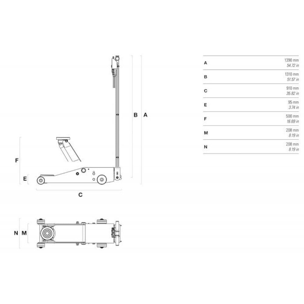 Car & Van 5 Ton Air-hydraulic Trolley Jack - YAK 109/C