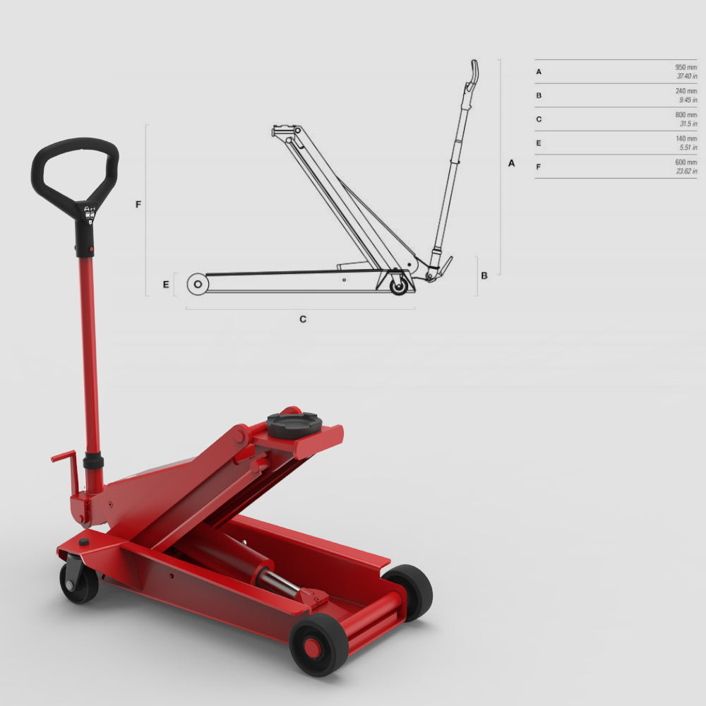 YAK Manual Hydraulic Trolley Jack with Pedal - YAK 40/Q