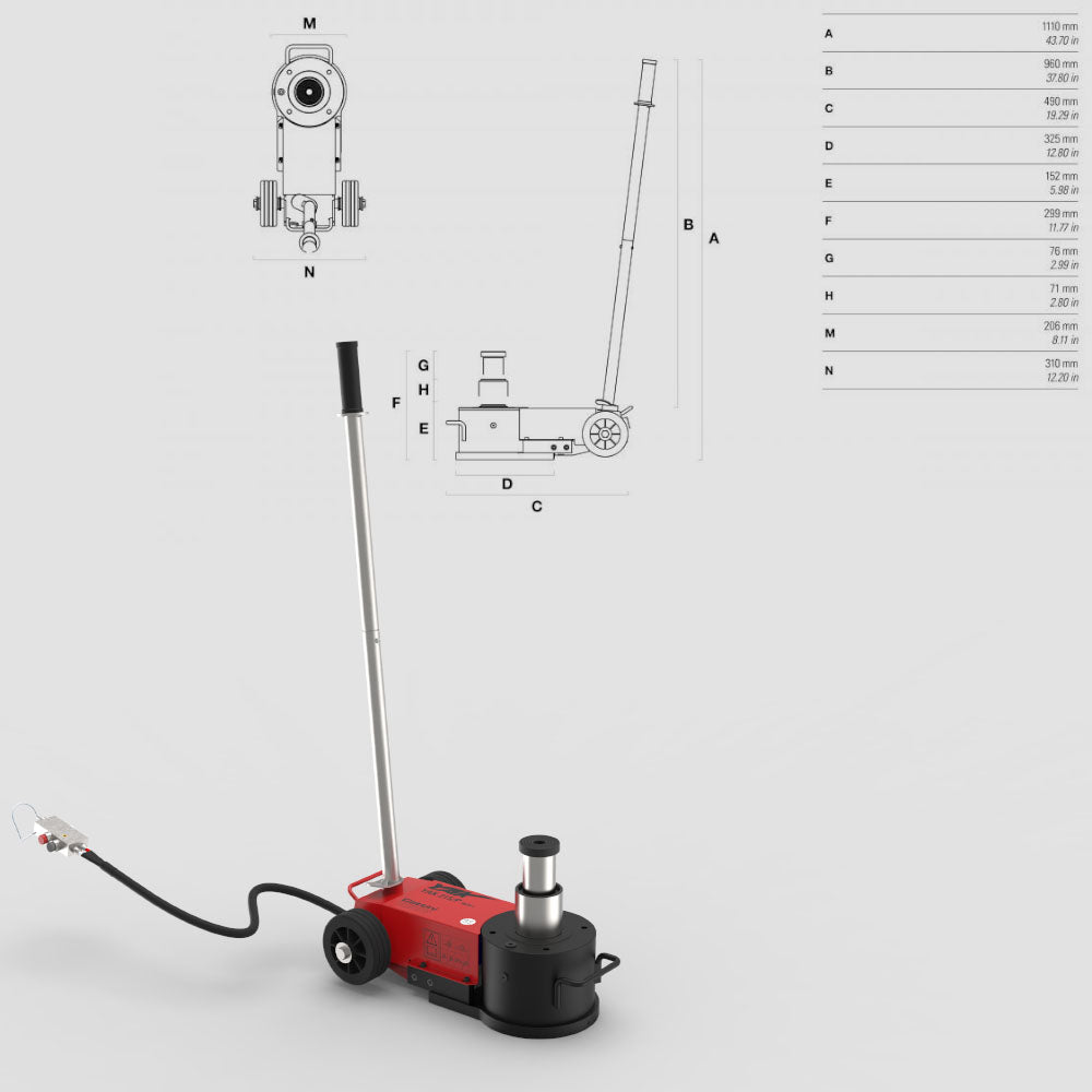 Portable HGV Jack With Removable Handle - YAK 215/P