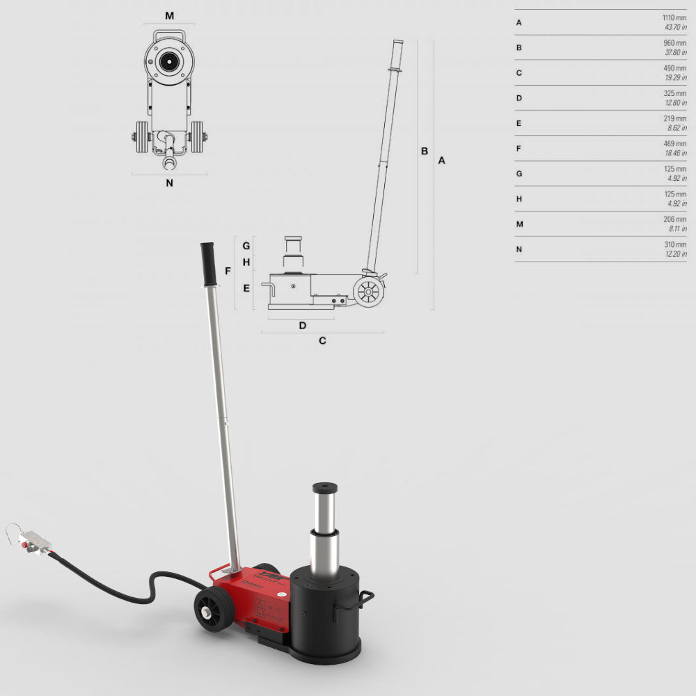 Portable HGV Jack With Removable Handle - YAK 221/P