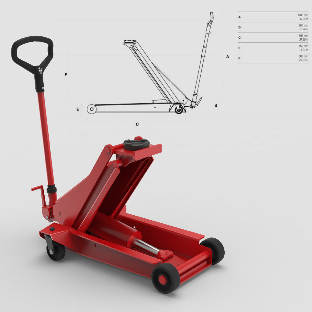 YAK Manual Hydraulic Trolley Jack with Pedal - YAK 100/Q